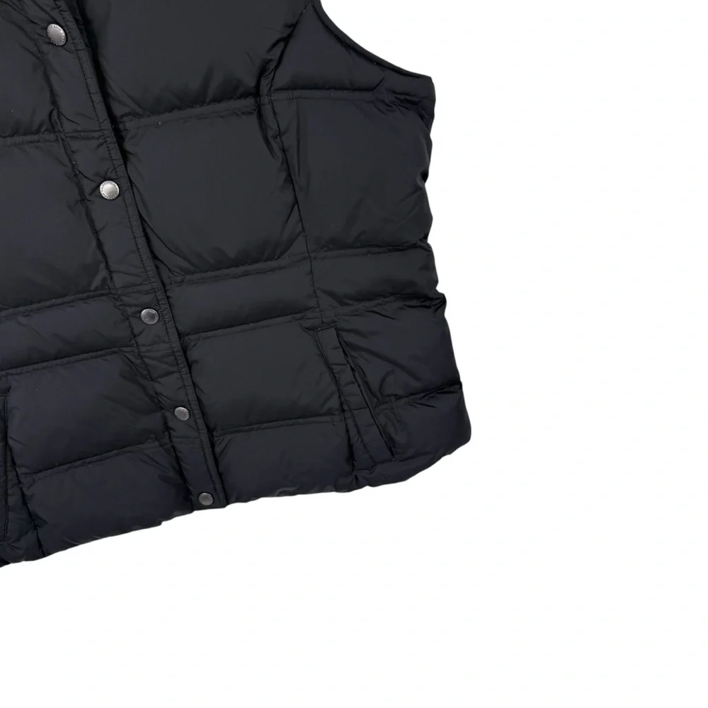 Lands End Womens Down Vest Size Large 14-16 Black Puffer Snap Outdoors - Picture 2 of 7
